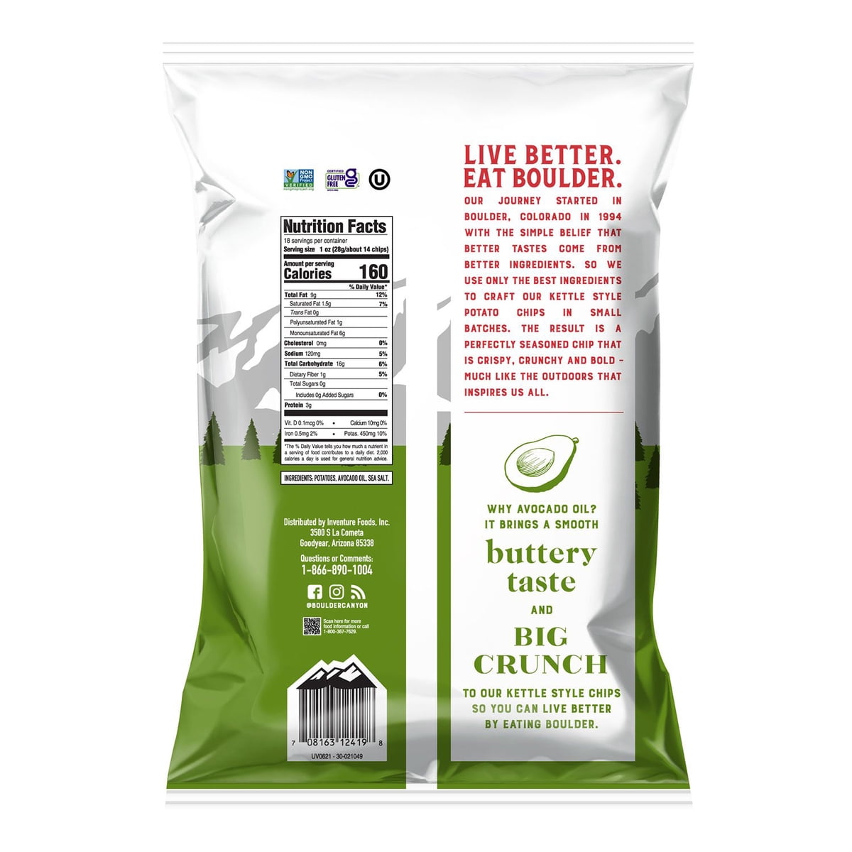 미국직구 Boulder Canyon Avocado 532ml / Boulder Canyon Avocado Oil Potato Chips, 532ml 2