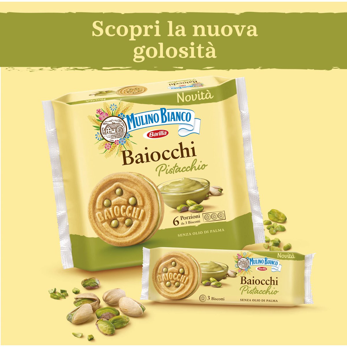미국직구 3 Pack Mulino 과자 6g 3팩 / 3 Pack | Mulino Bianco Biscuits, Pistachio Cream Filled, 168 3