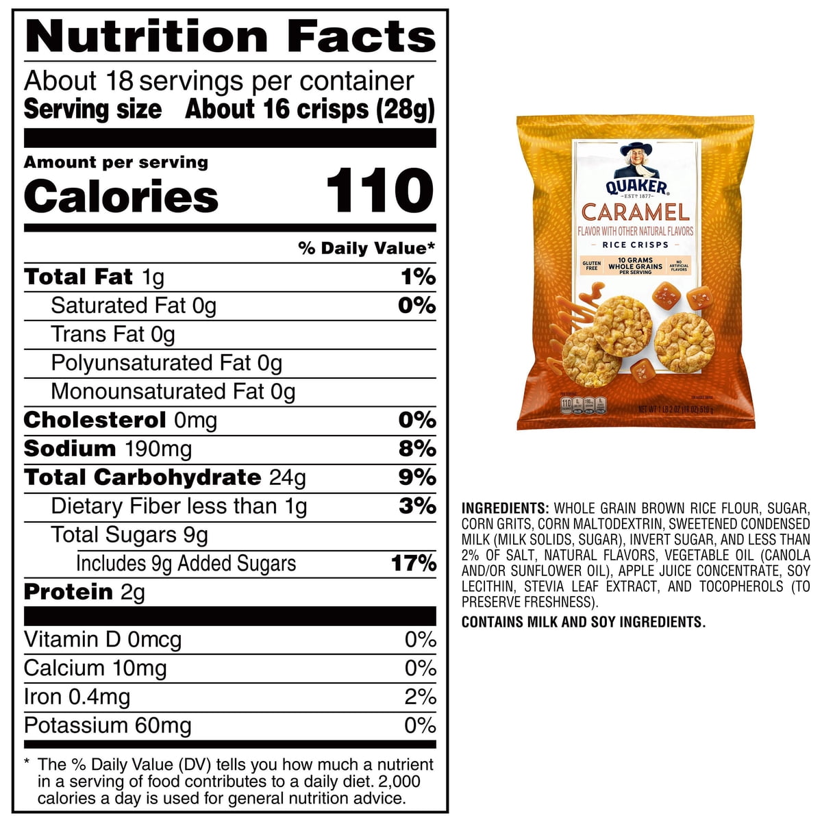 미국직구 Quaker Caramel Flavored 510g / Quaker Caramel Flavored Rice Crisps, 510g 2