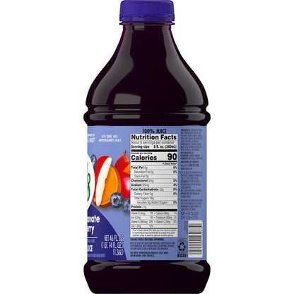 미국직구 V8 Pomegranate Blueberry 100% Fruit and Vegetable Juice, 46 fl oz Bottle