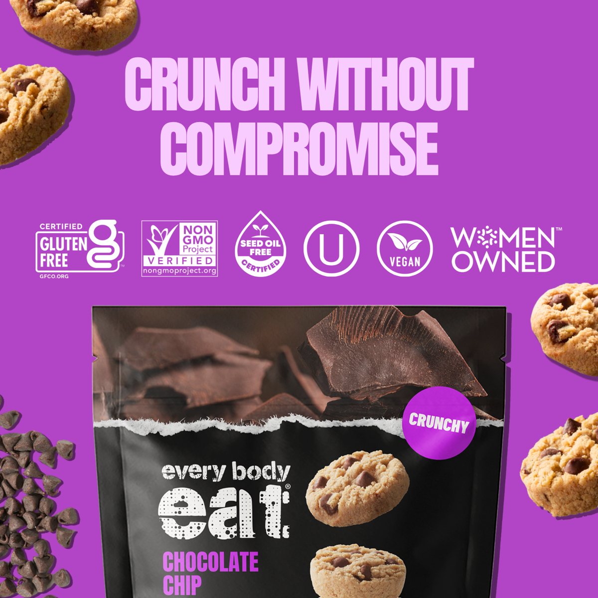 미국직구 Every Body Eat 초콜릿 2팩 / Every Body Eat Crunchy Cookie Bites, Chocolate Chip - Gluten  3