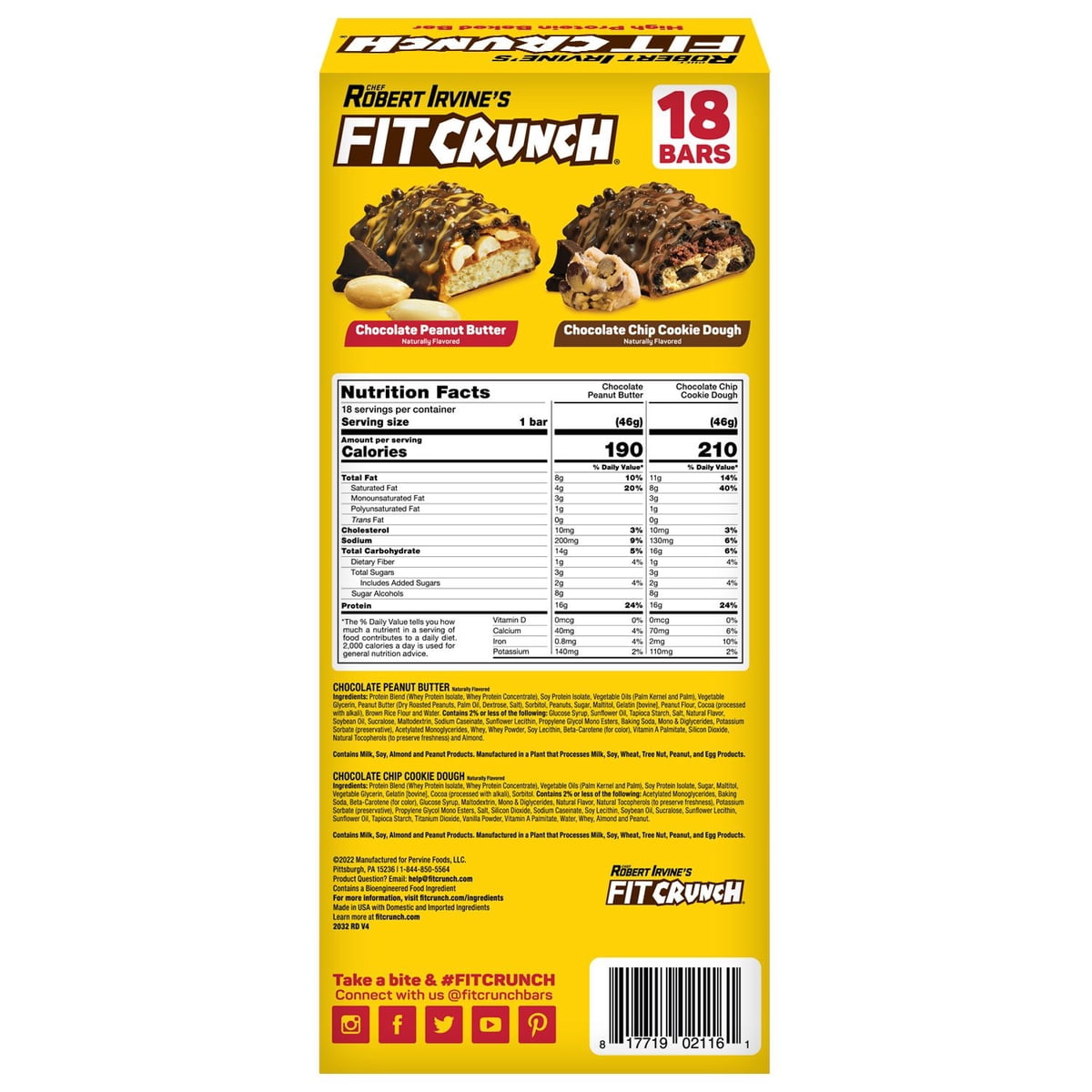 미국직구 Chef Robert Irvine's 46g 18팩 / Chef Robert Irvine's FITCRUNCH High Protein Baked Bars 2