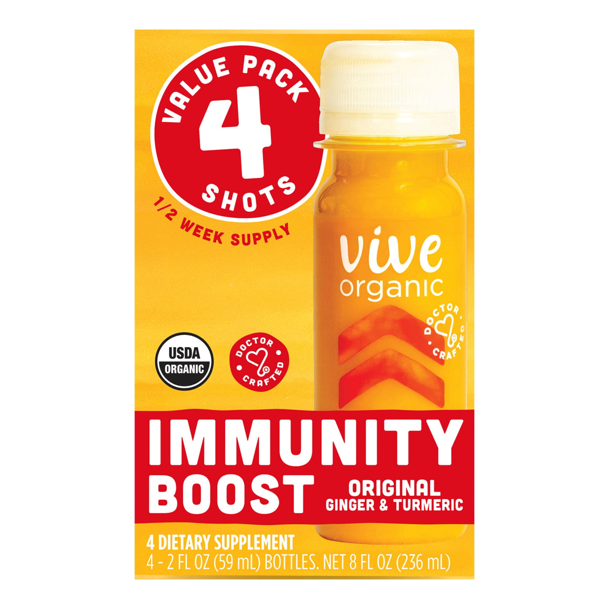 미국직구 Vive 59ml 4팩 / Vive Organic Immunity Boost Shot, Original Ginger and Turmeric Wellnes 2