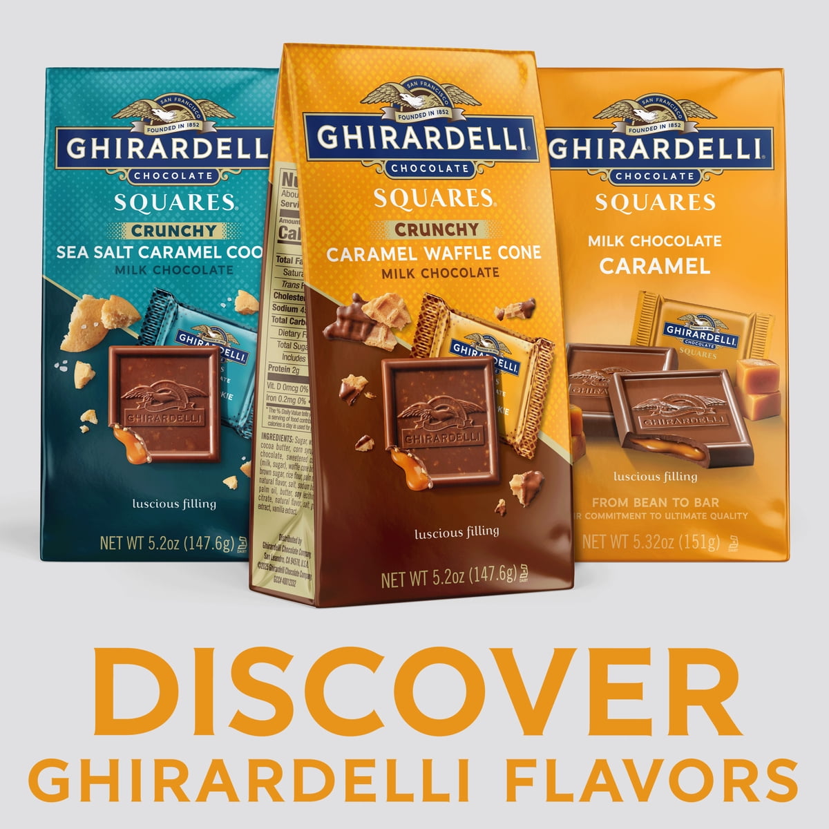 미국직구 GHIRARDELLI 초콜릿 147g 2팩 / GHIRARDELLI Milk Chocolate Candy SQUARES with Caramel Waffl 2