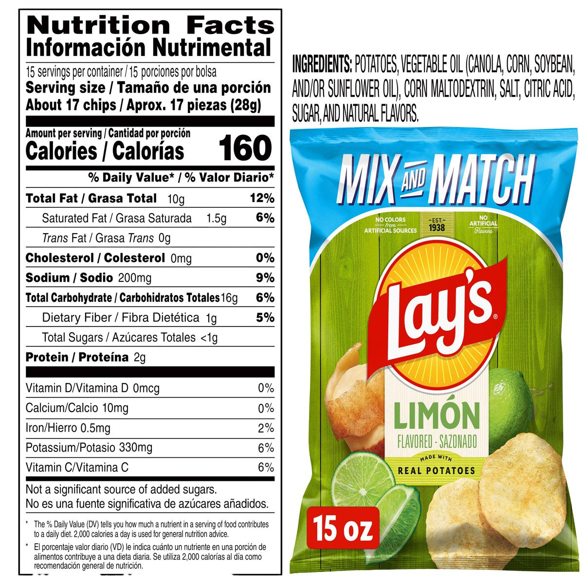미국직구 Lay's Limon Potato 425g / Lay's Limon Potato Chips, 425g 2