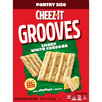 미국직구 치즈잇 Grooves Sharp White Cheddar Crunchy Cheese Crackers, Lunch Snacks, 9 oz