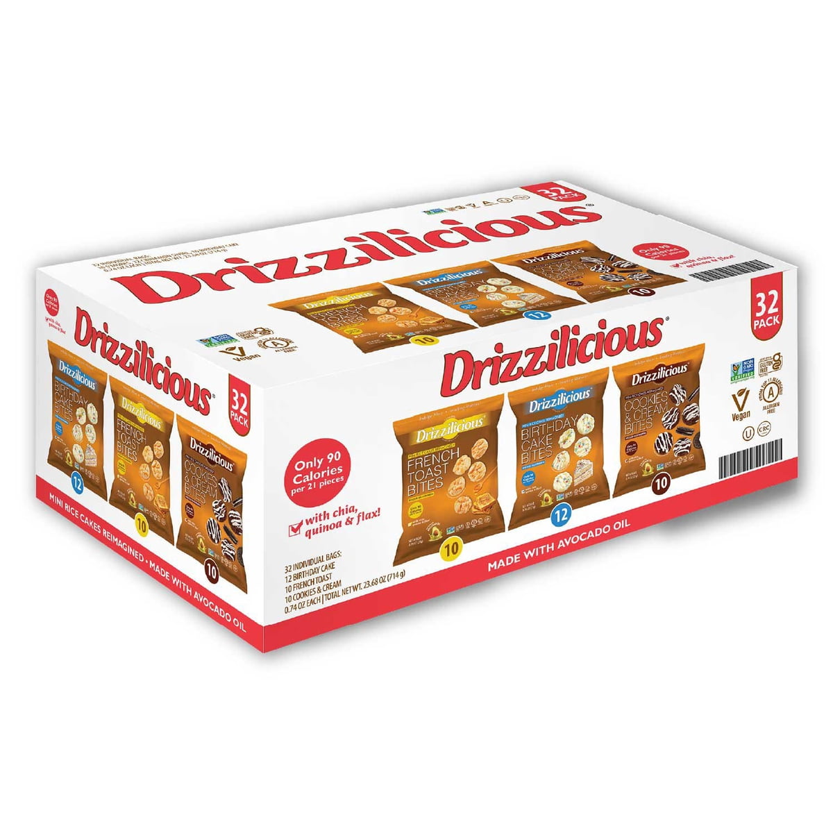 미국직구 Drizzilicious Mini Rice 21g / Drizzilicious Mini Rice Cakes Variety Pack, 21g, 32 pk. 3