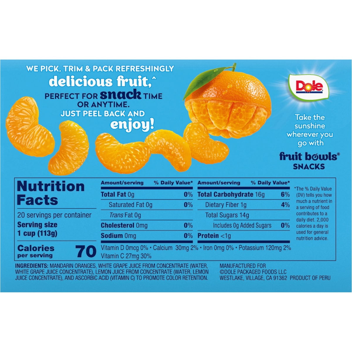 미국직구 Dole Mandarins in 113g 20팩 / Dole Mandarins in Juice Fruit Cups, 113g, 20 ct. 2