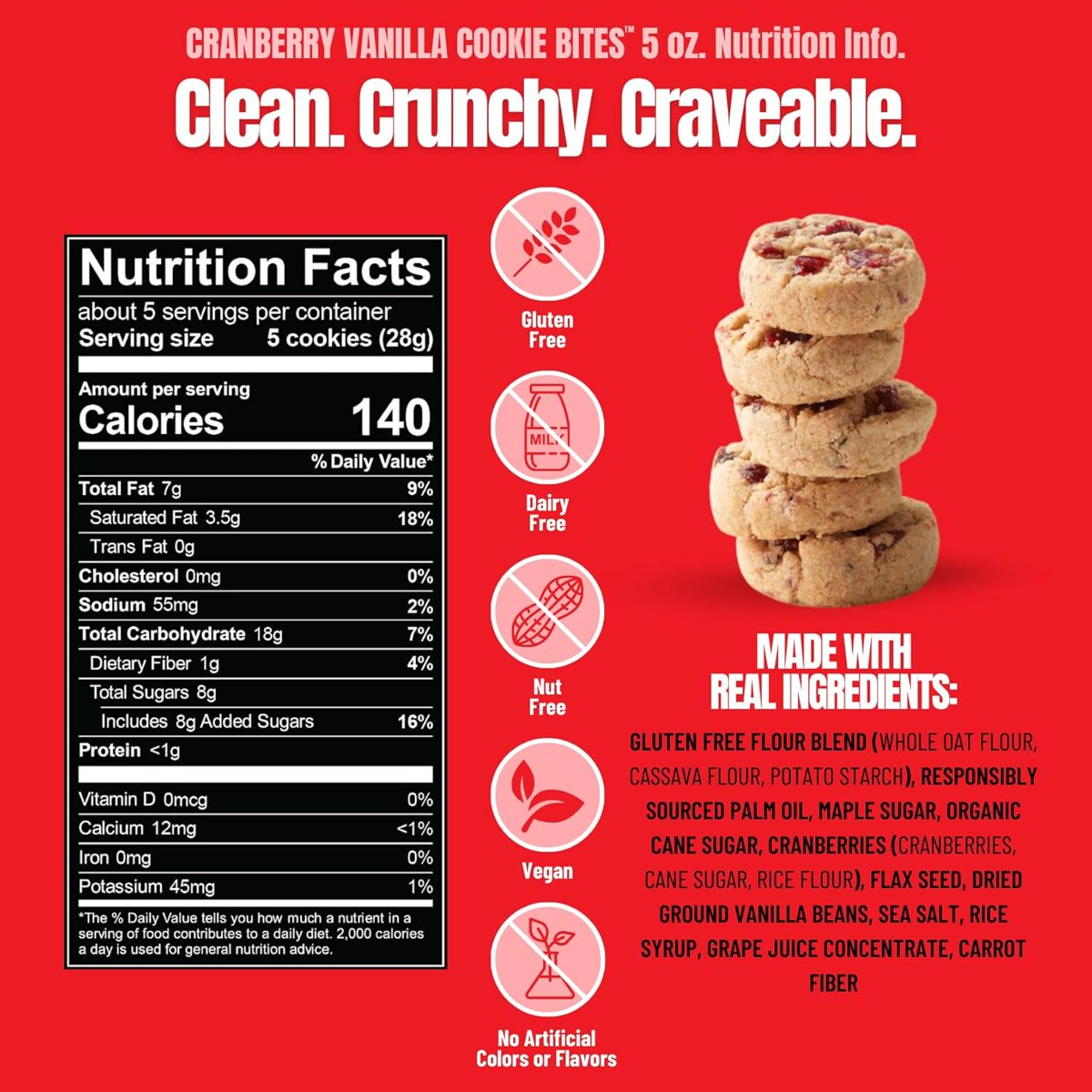 미국직구 Every Body Eat 과자 6팩 / Every Body Eat Crunchy Cookie Bites, Cranberry Vanilla - Glute 2
