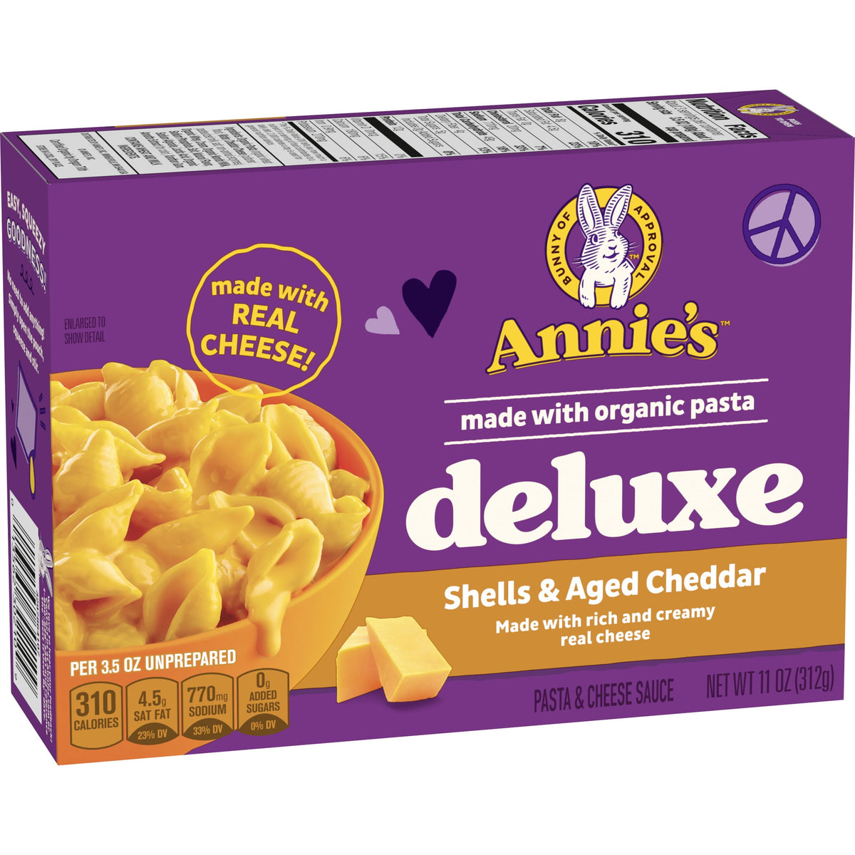 미국직구 애니스 Deluxe Shells and Aged Cheddar, Pasta and Cheese Sauce, Mac and Cheese, 11 oz