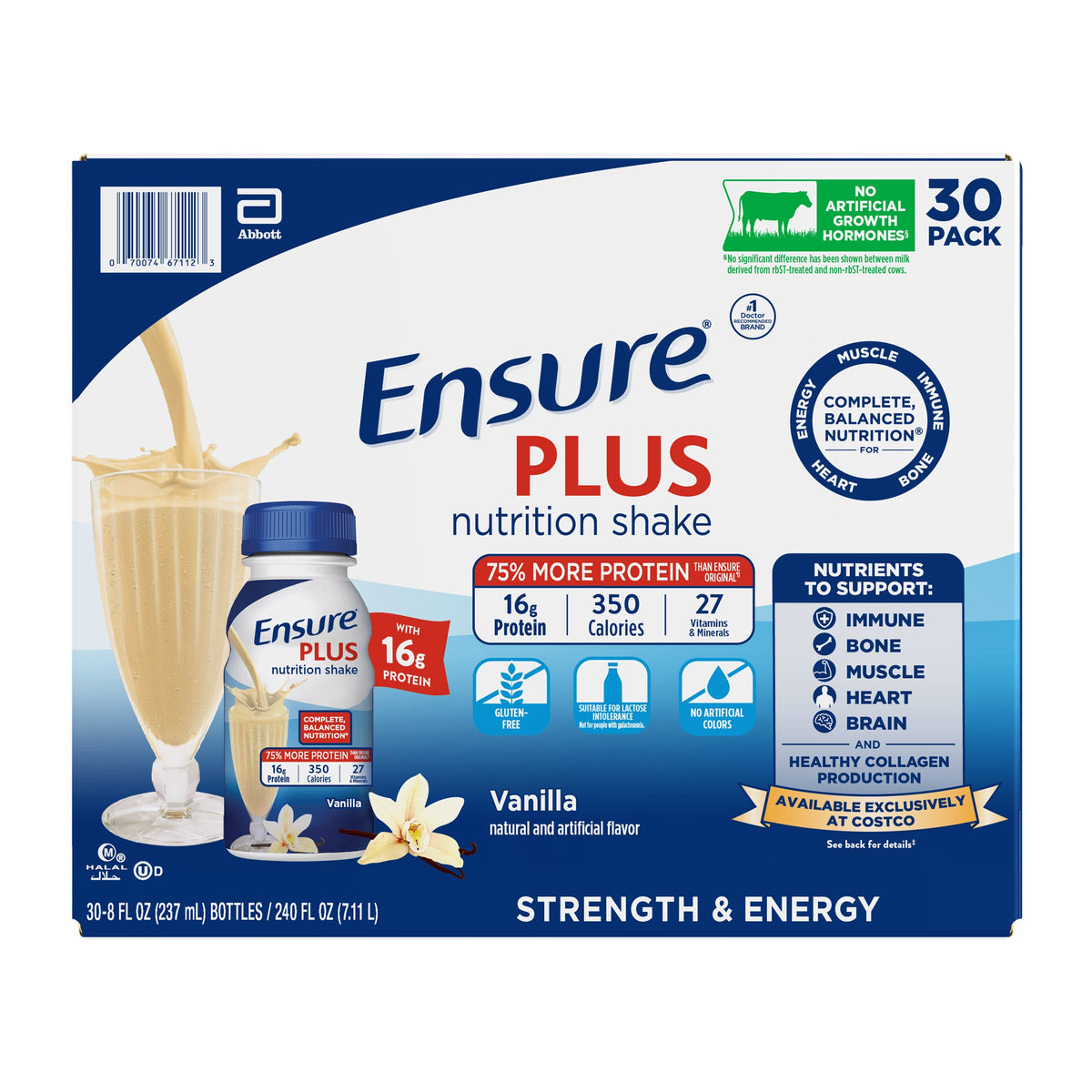 미국직구 엔슈어 단백질 쉐이크 음료 바닐라 Ensure Plus Nutrition Shake, Vanilla, 8 fl. oz, 30-pack