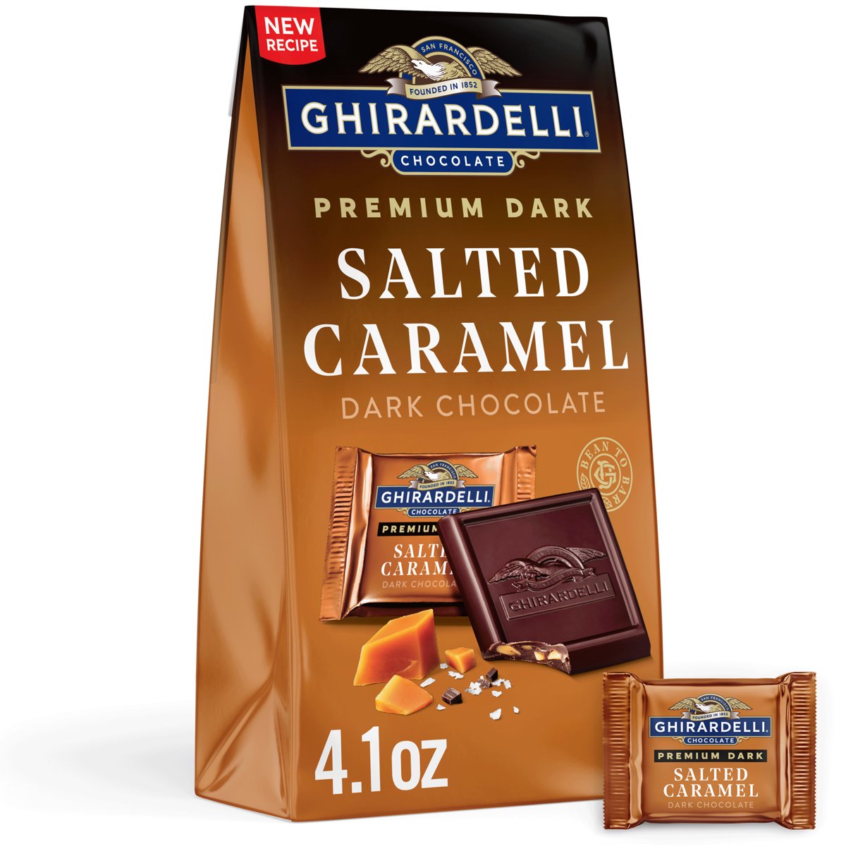 미국직구 GHIRARDELLI 초콜릿 116g / GHIRARDELLI PREMIUM DARK Salted Caramel Dark Chocolate SQUARES, 116g B 1