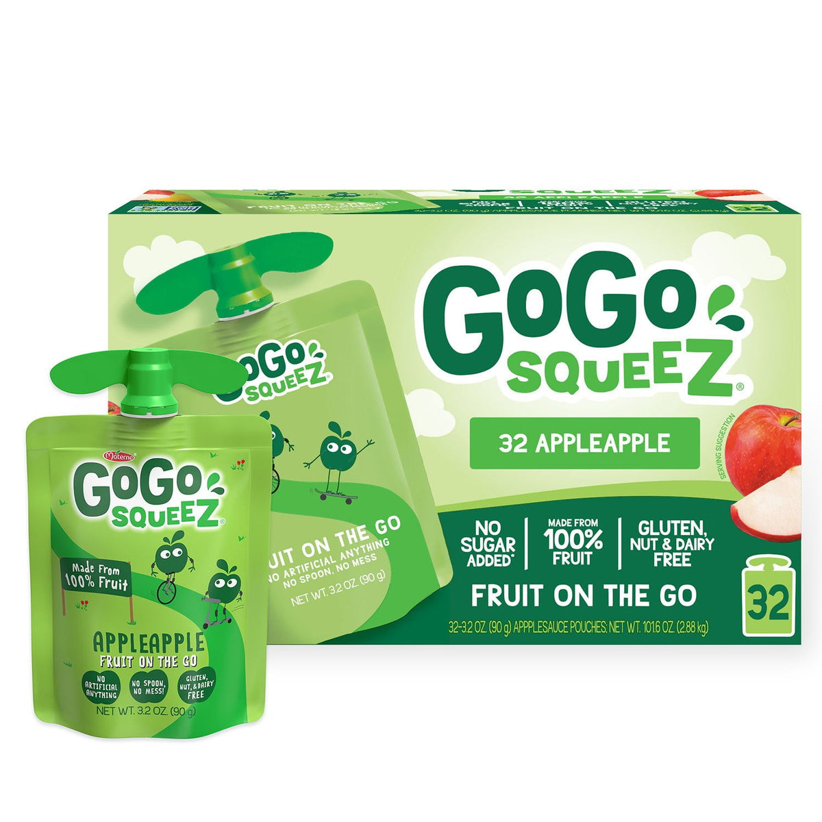 미국직구 GoGo SqueeZ Applesauce 91g 32팩 / GoGo SqueeZ Applesauce Pouches, Apple Apple, 91g, 32 ct. 1