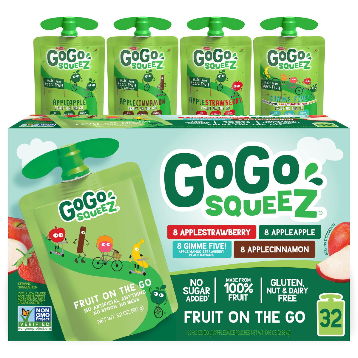 미국직구 GoGo SqueeZ Applesauce 91g 32팩 / GoGo SqueeZ Applesauce Pouches, Variety Pack, 91g, 32 ct. 1