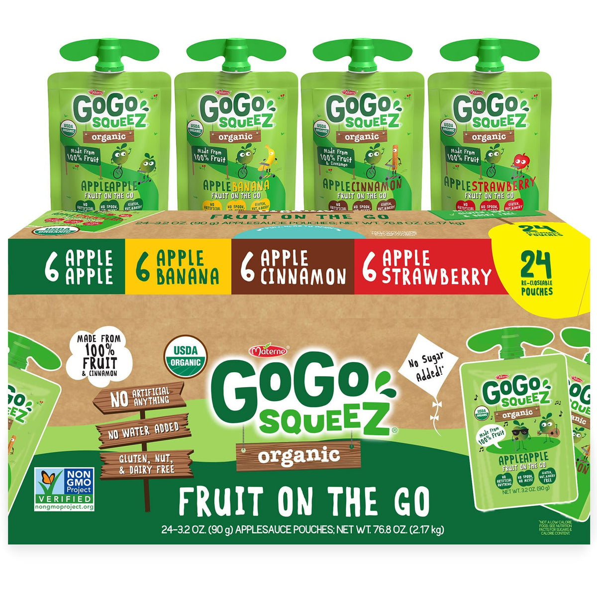 미국직구 GoGo SqueeZ 91g 24팩 / GoGo SqueeZ Organic Applesauce Pouches, Variety Pack, 91g, 24 ct. 1