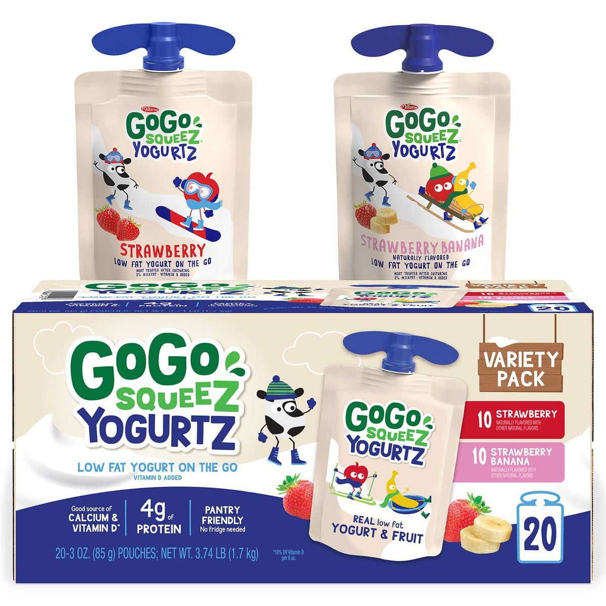 미국직구 GoGo Squeez Yogurtz 85g 20팩 / GoGo Squeez Yogurtz Strawberry and Strawberry Banana, 85g, 20 ct. 1