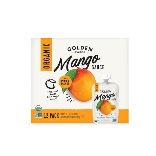 미국직구 Golden Farms 90g / Golden Farms Organic Mango Sauce Pouches, Unsweetened, 90g, 12 pk. 1