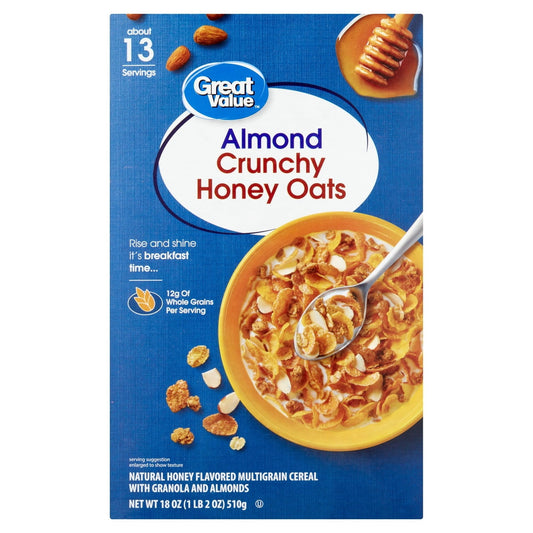 미국직구 Great Value Almond 견과 510g 2팩 / Great Value Almond Crunchy Honey Oats Cereal, 510g, 2 Pack Bund 1