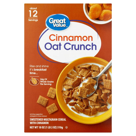 미국직구 Great Value Cinnamon 510g 2팩 / Great Value Cinnamon Oat Crunch Whole Grain Oat Cereal, 510g, 2  1