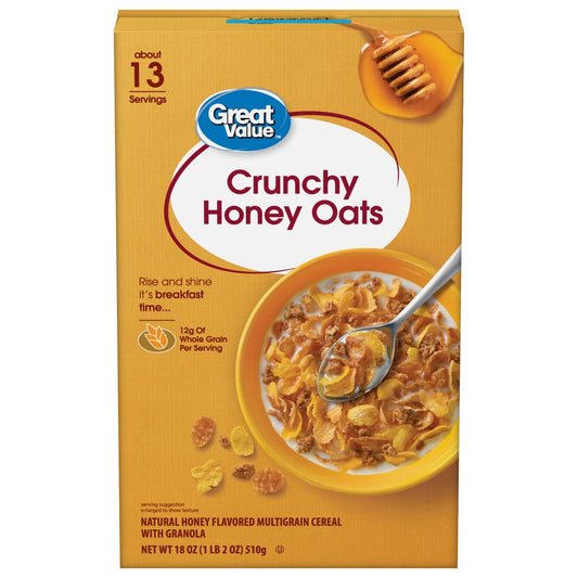 미국직구 Great Value Crunchy 510g 2팩 / Great Value Crunchy Honey Oats Breakfast Cereal, 510g, 2 Pack Bun 1