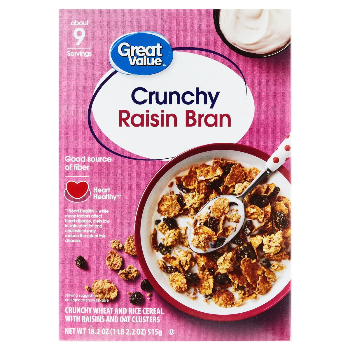 미국직구 Great Value Crunchy 516g 2팩 / Great Value Crunchy Raisin Bran Breakfast Cereal, 516g, 2 Pack Bu 1
