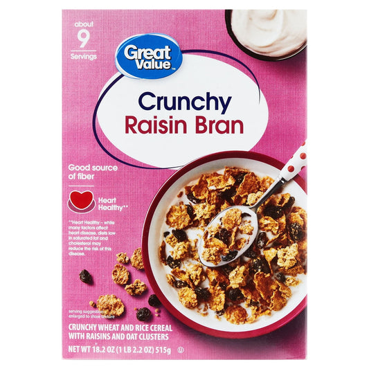 미국직구 Great Value Crunchy 516g 2팩 / Great Value Crunchy Raisin Bran Breakfast Cereal, 516g, 2 Pack Bu 1