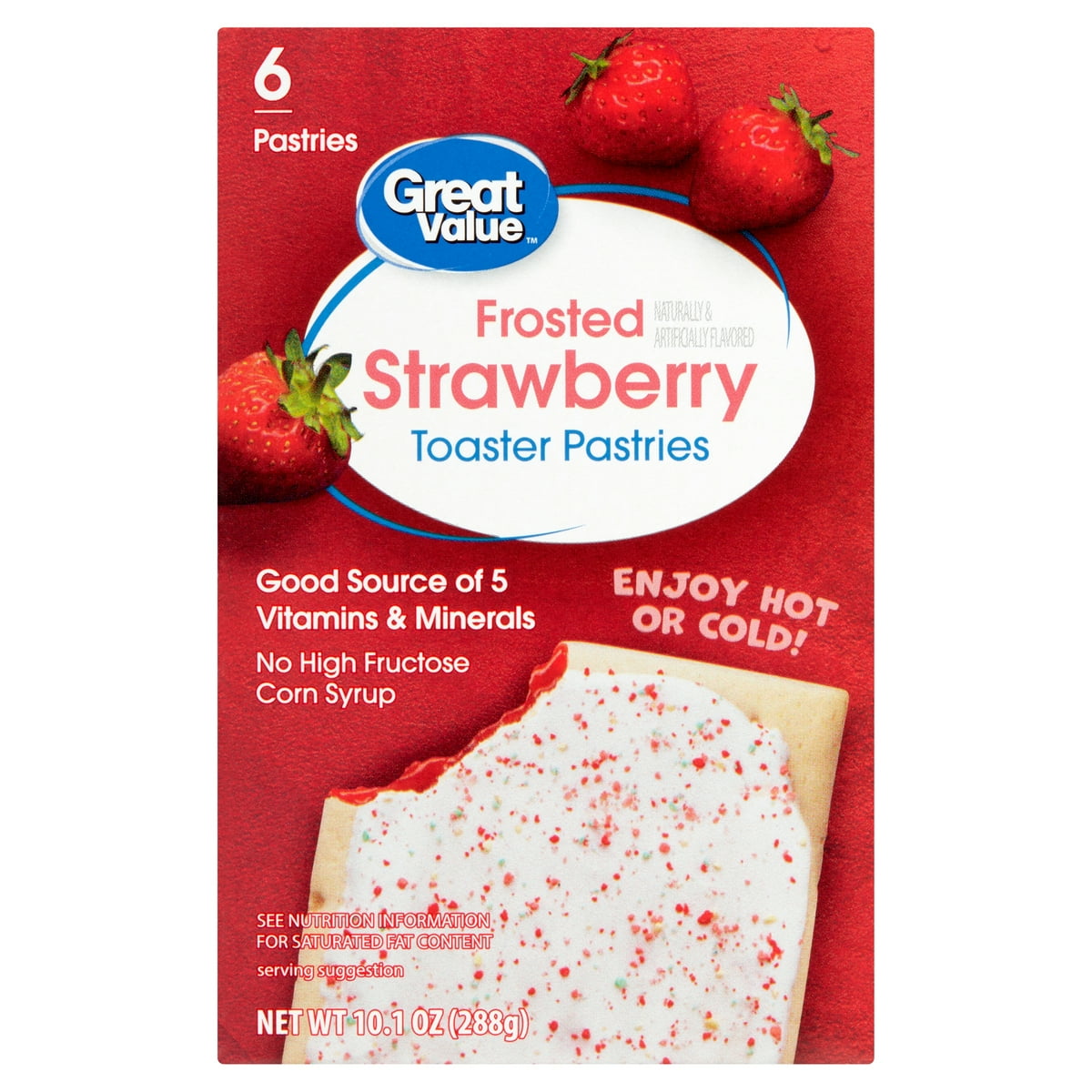 미국직구 Great Value Frosted 286g / Great Value Frosted Strawberry Toaster Pastries, 286g, 6 Count x2 Bu 1