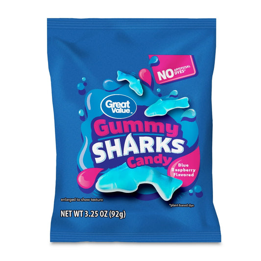 미국직구 Great Value 젤리 92g 2팩 / Great Value Gummy Sharks Candy, 92g, 2 Pack Bundle 1