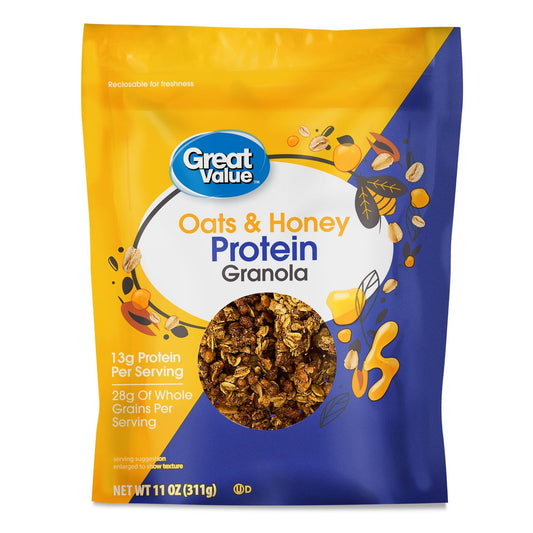미국직구 Great Value Oats 312g 2팩 / Great Value Oats and Honey Protein Granola, 312g, 2 Pack Bundle 1