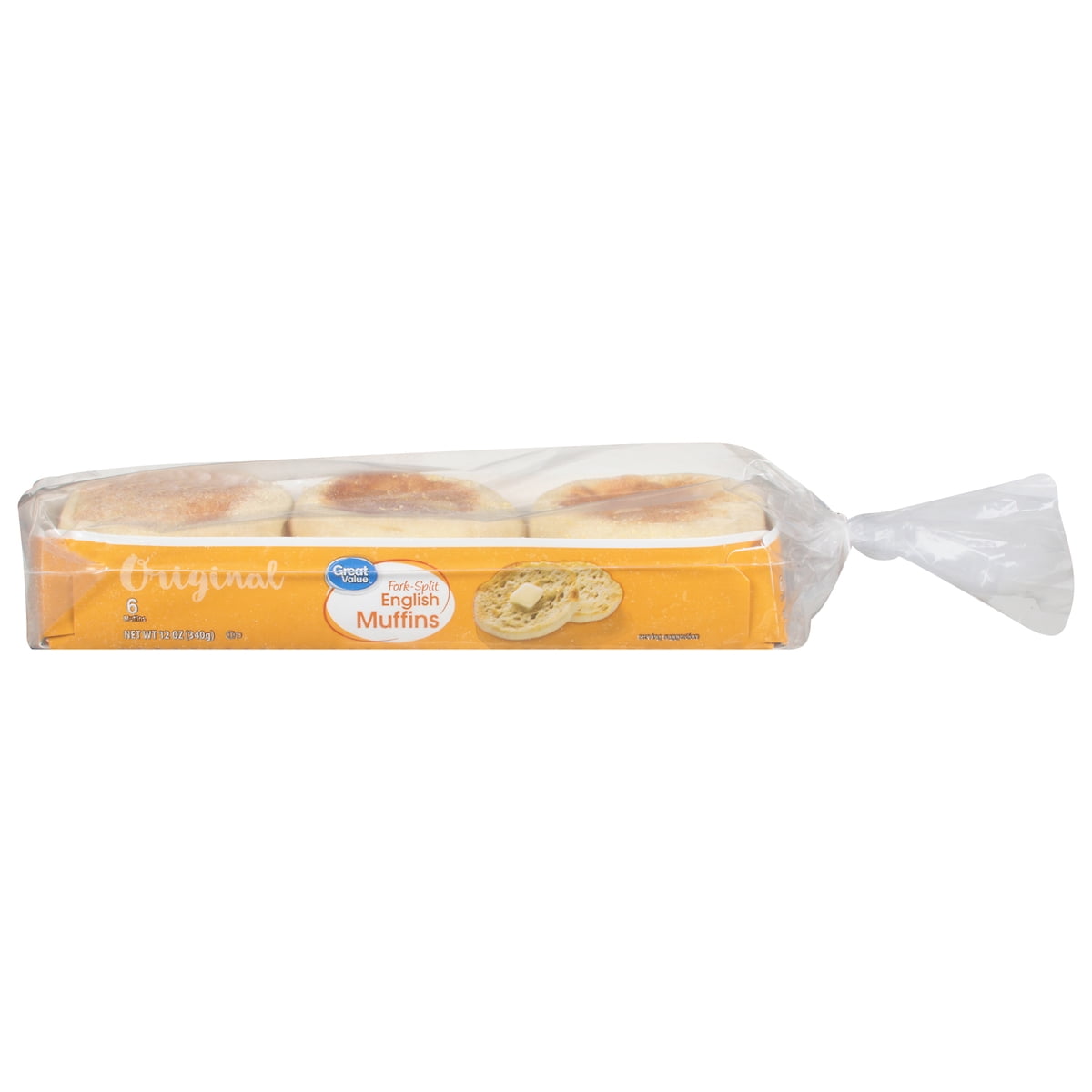 미국직구 Great Value 340g / Great Value Original Fork Split English Muffins, 340g, 6 Count x2 Bund 1