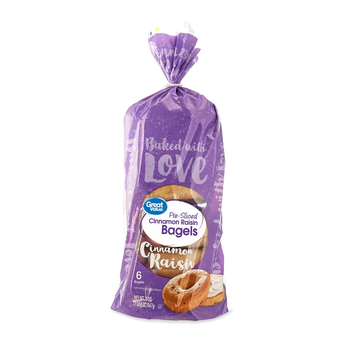 미국직구 Great Value Pre-Sliced 567g / Great Value Pre-Sliced Cinnamon Raisin Bagels, 567g, 6 Count x2 B 1