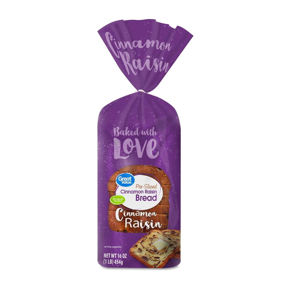 미국직구 Great Value Pre-Sliced 454g 2팩 / Great Value Pre-Sliced Cinnamon Raisin Bread Loaf, 454g (Shelf 1
