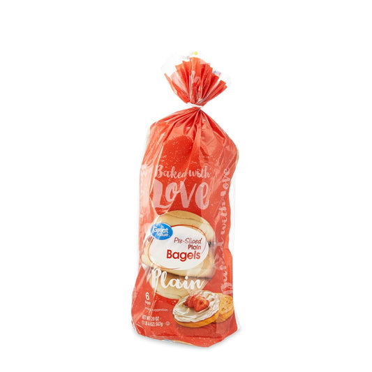 미국직구 Great Value Pre-Sliced 567g / Great Value Pre-Sliced Plain Bagels, Rte, 567g, 6 Count x2 Bundle 1