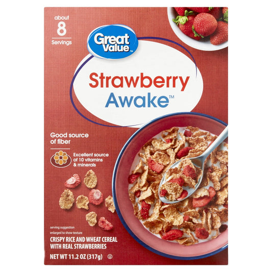 미국직구 Great Value Strawberry 318g 2팩 / Great Value Strawberry Awake Breakfast Cereal, 318g, 2 Pack Bu 1