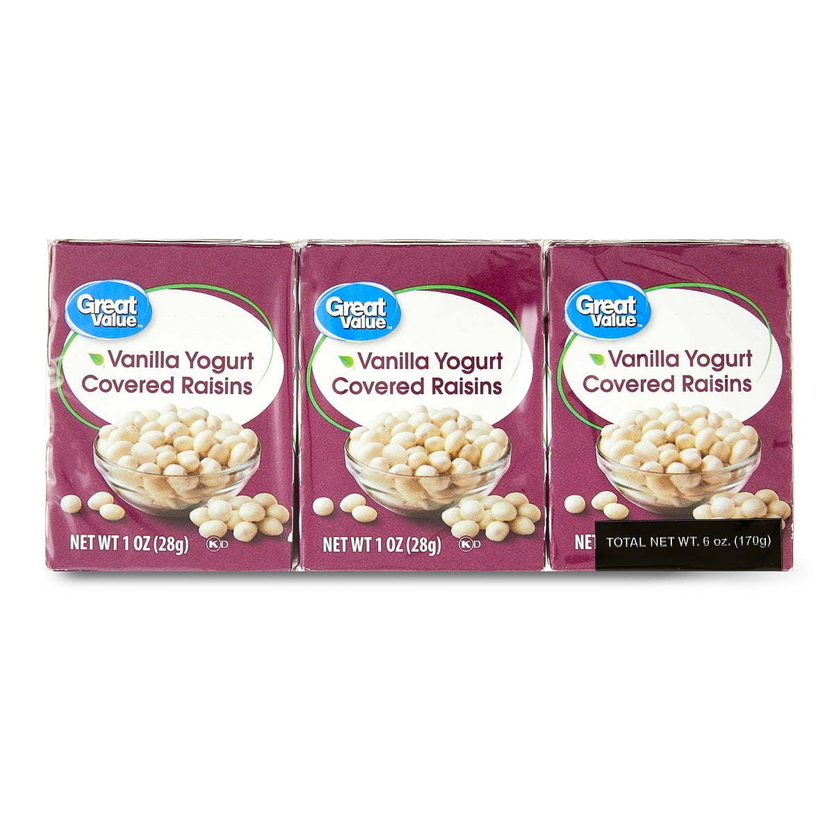 미국직구 Great Value Vanilla 28g / Great Value Vanilla Yogurt Covered Raisins,28g, 6 Count x2 Bundle 1