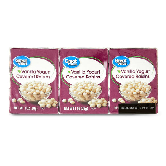 미국직구 Great Value Vanilla 28g / Great Value Vanilla Yogurt Covered Raisins,28g, 6 Count x2 Bundle 1