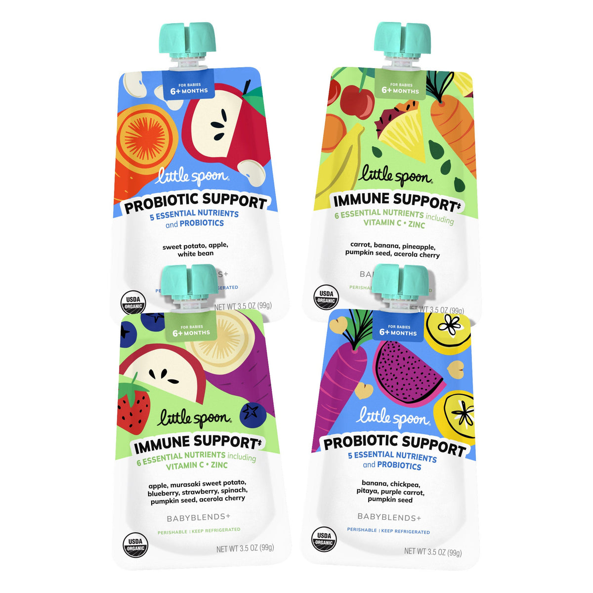 미국직구 Little Spoon Baby 99g 35팩 / Little Spoon Baby Organic Babyblends+ Functional Pouches, 2