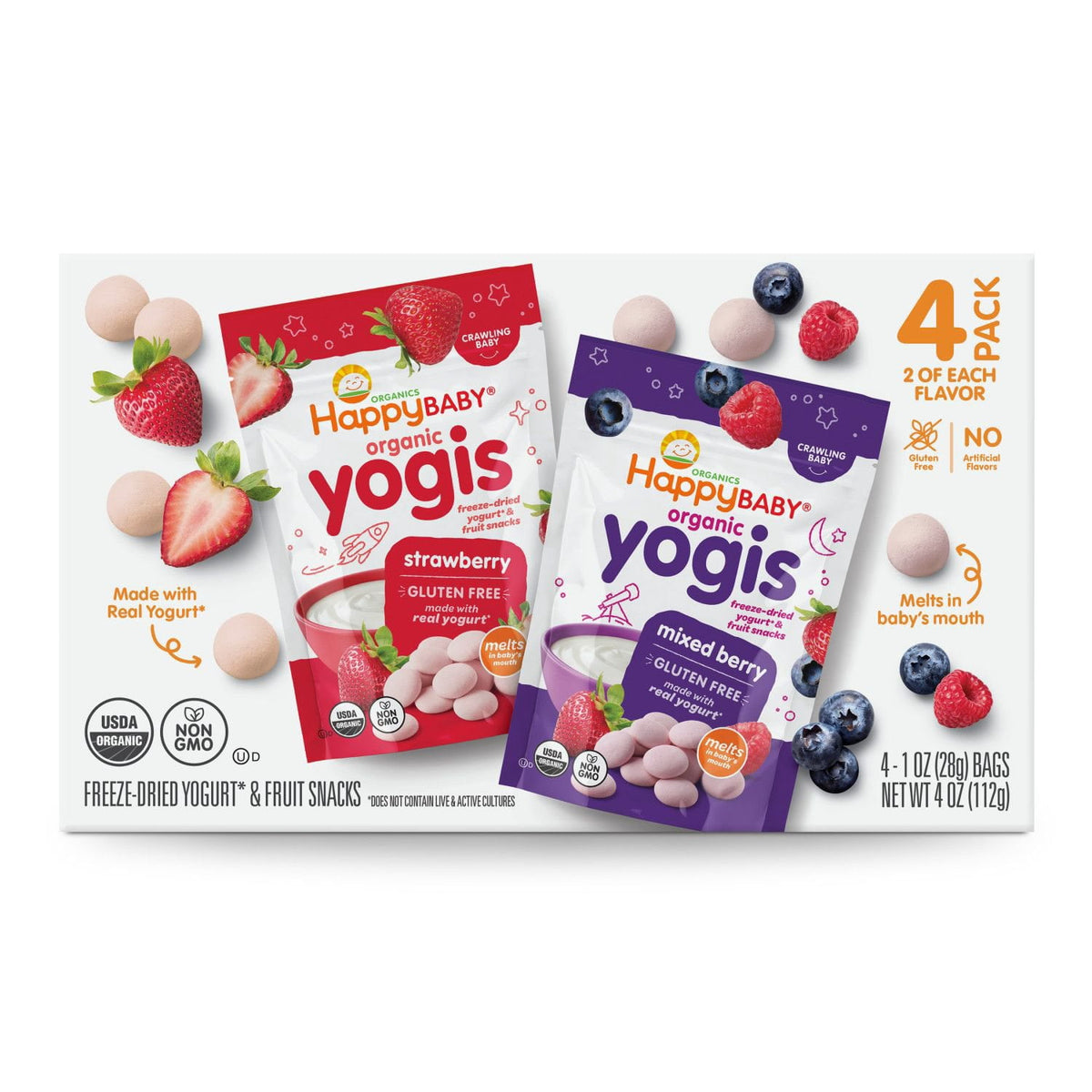 미국직구 HappyBABY Organics Yogis 28g 4팩 / HappyBABY Organics Yogis Melts Variety Pack, 28g, 4ct. 1