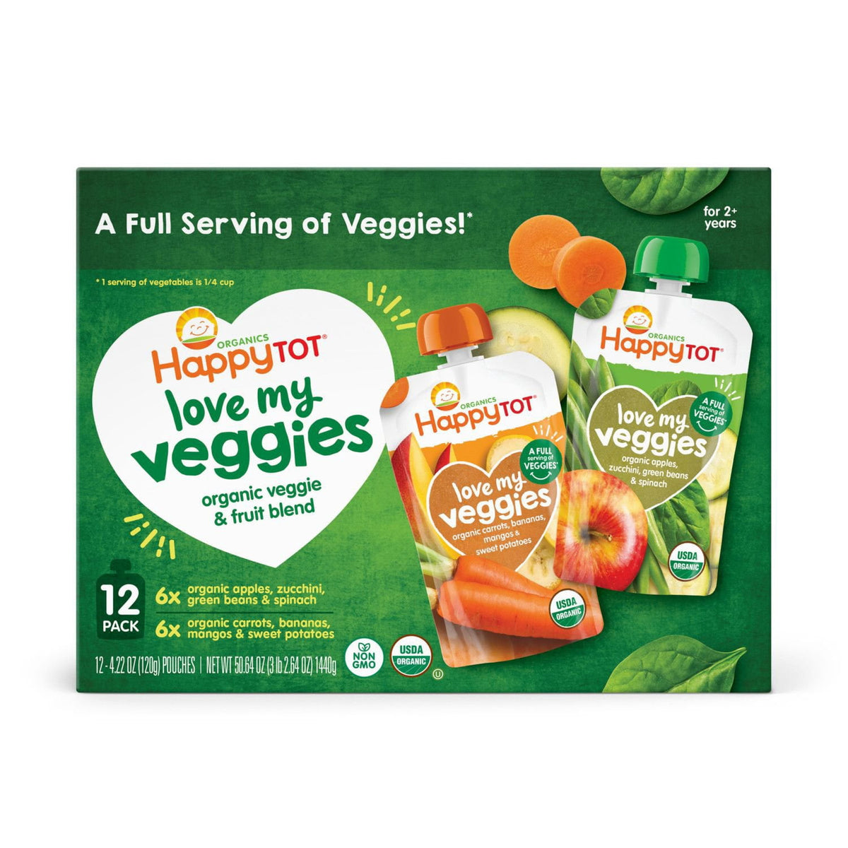 미국직구 HappyTOT Organics Love 120g 12팩 / HappyTOT Organics Love My Veggies, Variety Pack, Stage 4 Pouc 1