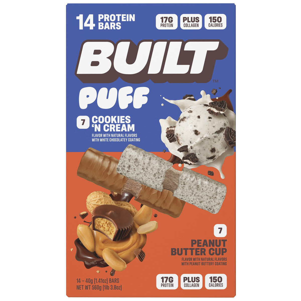 미국직구 BUILT Puff Protein Bars, Variety Pack, 1.41 oz, 14 ct