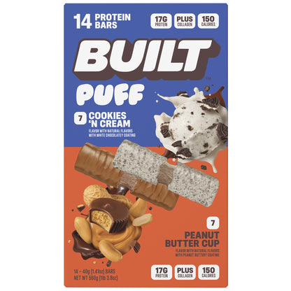 미국직구 BUILT Puff Protein Bars, Variety Pack, 1.41 oz, 14 ct
