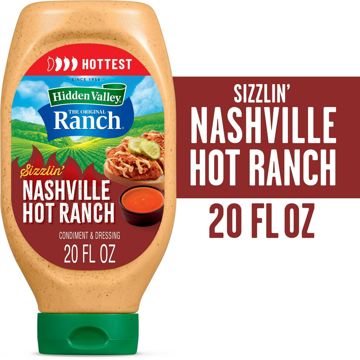 미국직구 Hidden Valley Sizzlin' 591ml / Hidden Valley Sizzlin' Nashville Hot Ranch Dip Sauce Condiment & 1