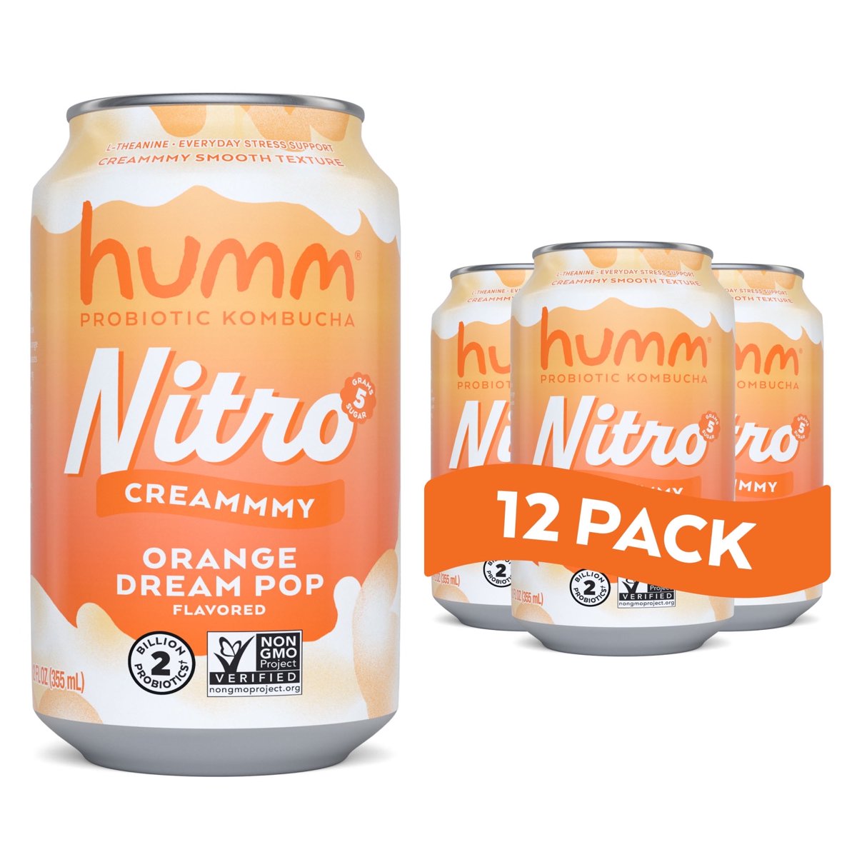미국직구 Humm Nitro Kombucha 355ml 12팩 / Humm Nitro Kombucha Orange Dream Pop, 355ml (Pack of 12) 1