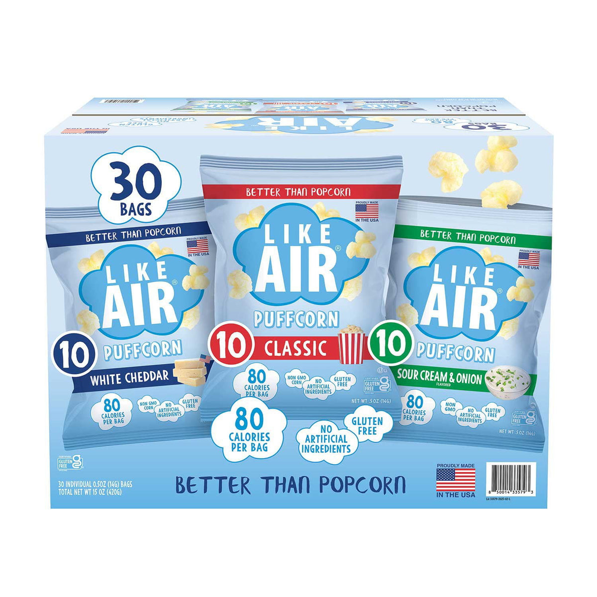 미국직구 Like Air Puffcorn 14g / Like Air Puffcorn Variety Pack, 14g, 30 pk. 1