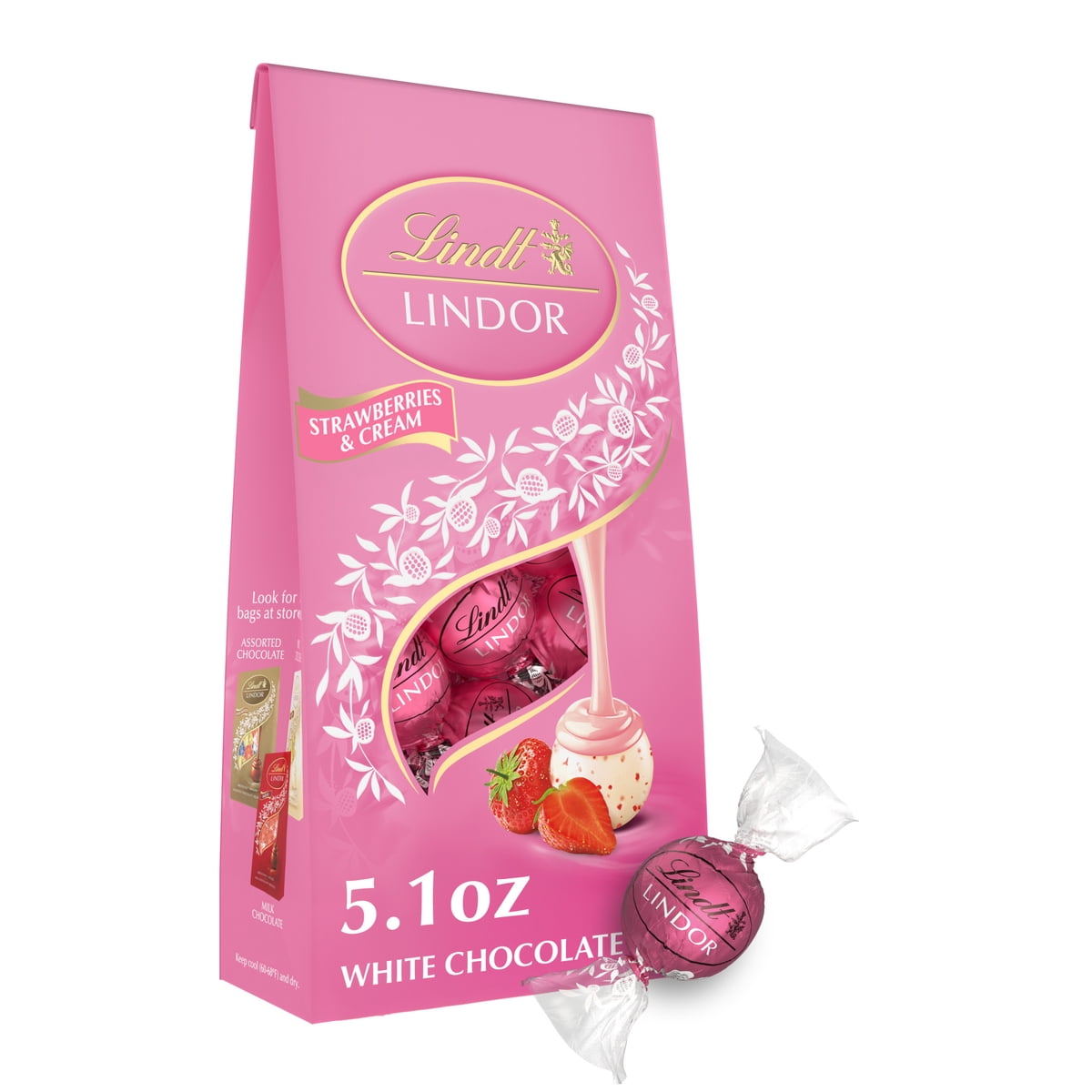 미국직구 Lindt LINDOR Strawberries 초콜릿 145g / Lindt LINDOR Strawberries and Cream White Chocolate Candy  1