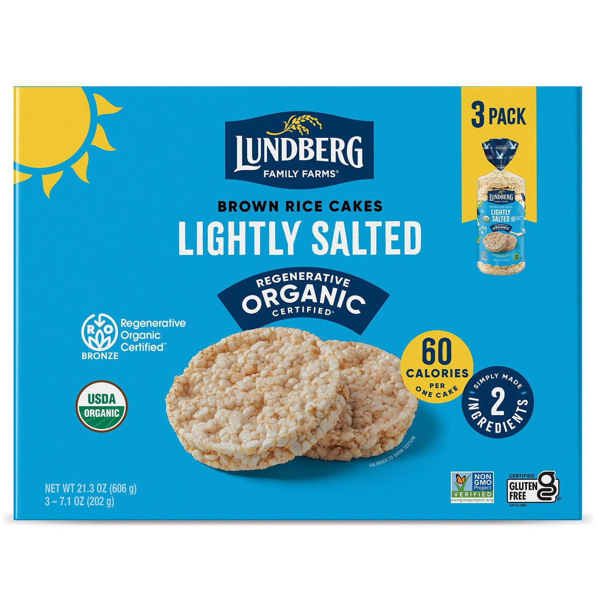미국직구 Lundberg Family Farms 201g / Lundberg Family Farms Organic Lightly Salted Rice Cakes, 201g, 3 p 1