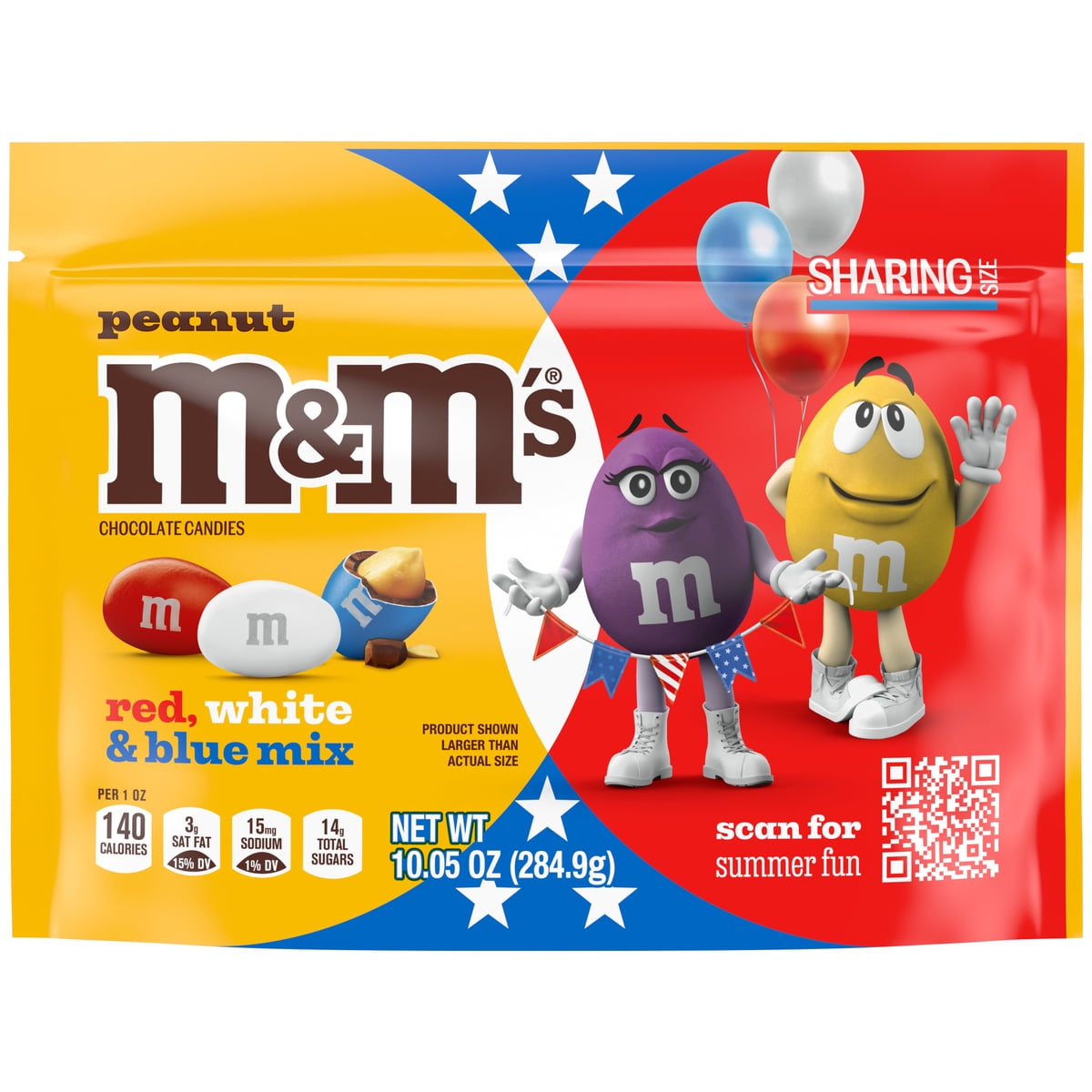 미국직구 M&M's Peanut 초콜릿 285g / M&M's Peanut Milk Chocolate Red, White & Blue Summer Candy – 285g Bag 1
