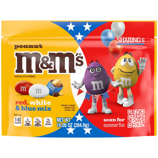 미국직구 M&M's Peanut 초콜릿 285g / M&M's Peanut Milk Chocolate Red, White & Blue Summer Candy – 285g Bag 1