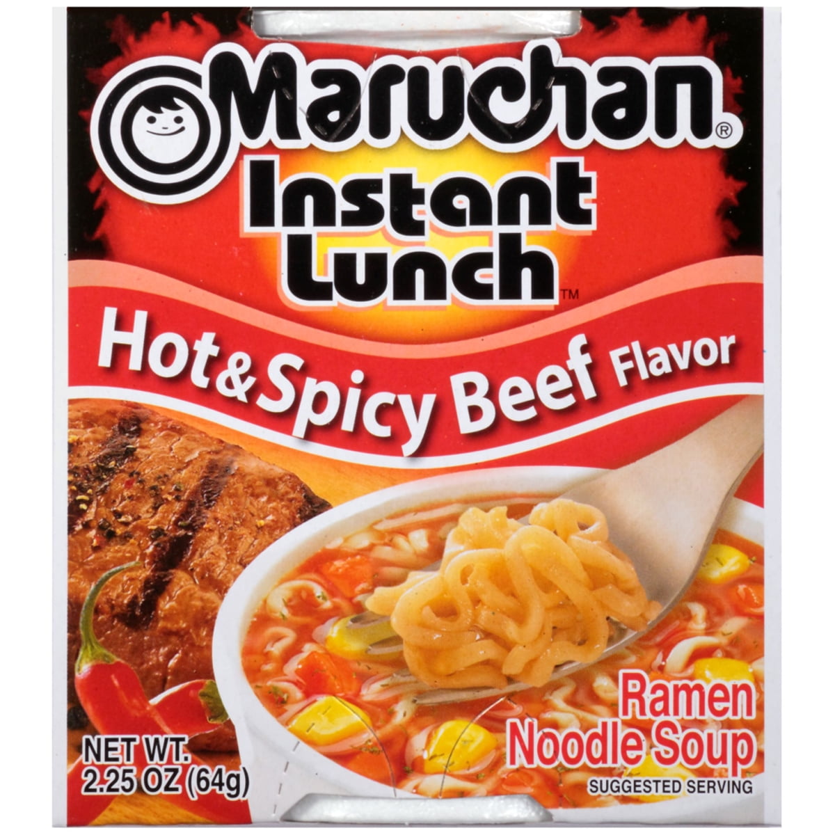 미국직구 Maruchan Instant Lunch 64g 2팩 / Maruchan Instant Lunch Hot & Spicy Beef Ramen Noodles Cup, 64g, 1