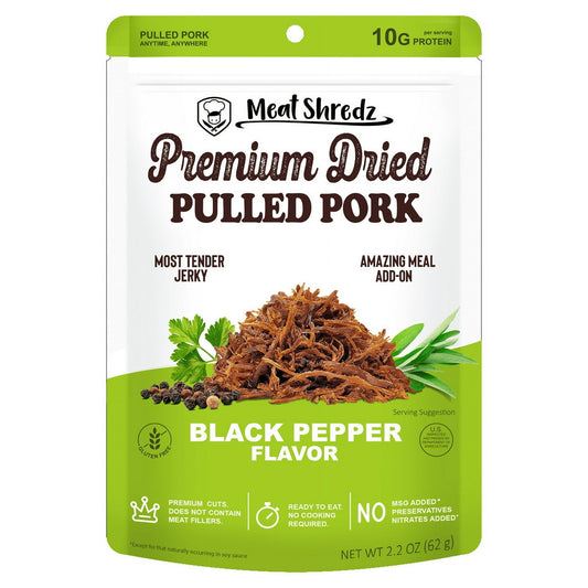 미국직구 Meat Shredz 육포 62g / Meat Shredz - Black Pepper Pulled Pork Jerky, High-Protein Shredded Sn 1